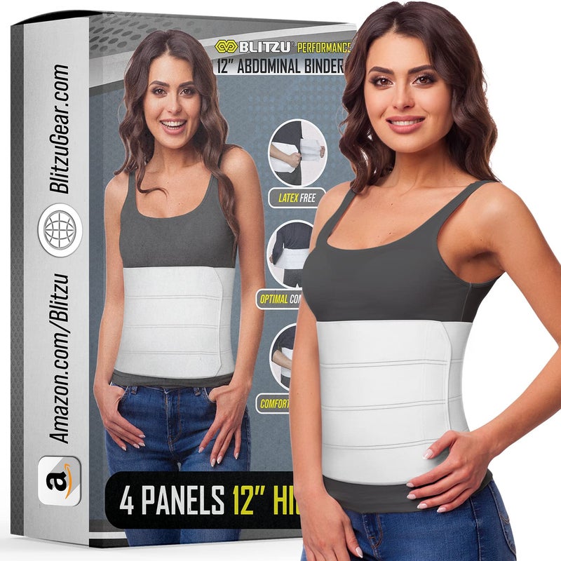 Abdominal Binder for Women Men Post Surgery Recovery 12 inch 4 Panel Waist Compression Band Wrap Support for Bariatric Belly Stomach Postpartum Hernia Latexfree Breathable Fabric XXL